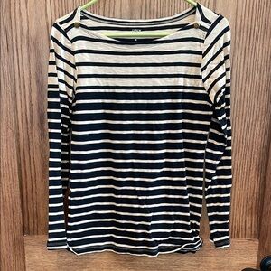 J. Crew Women's Striped Black and Cream Top